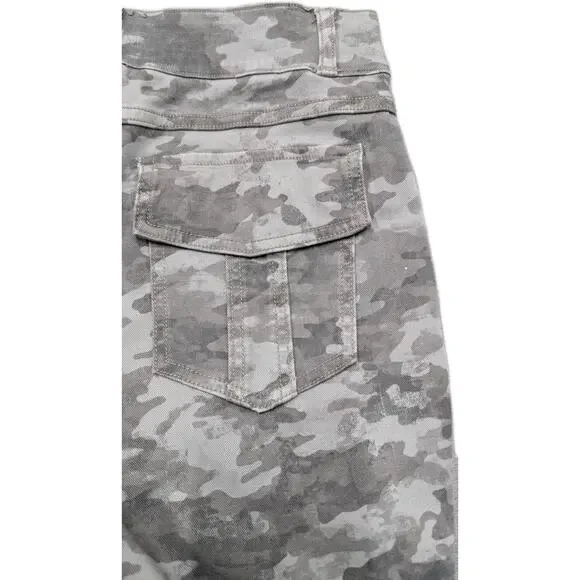 SPANX Cargo Pants Women L Gray Camo Utility Stretch Skinny Pull On Large - Picture 4 of 11